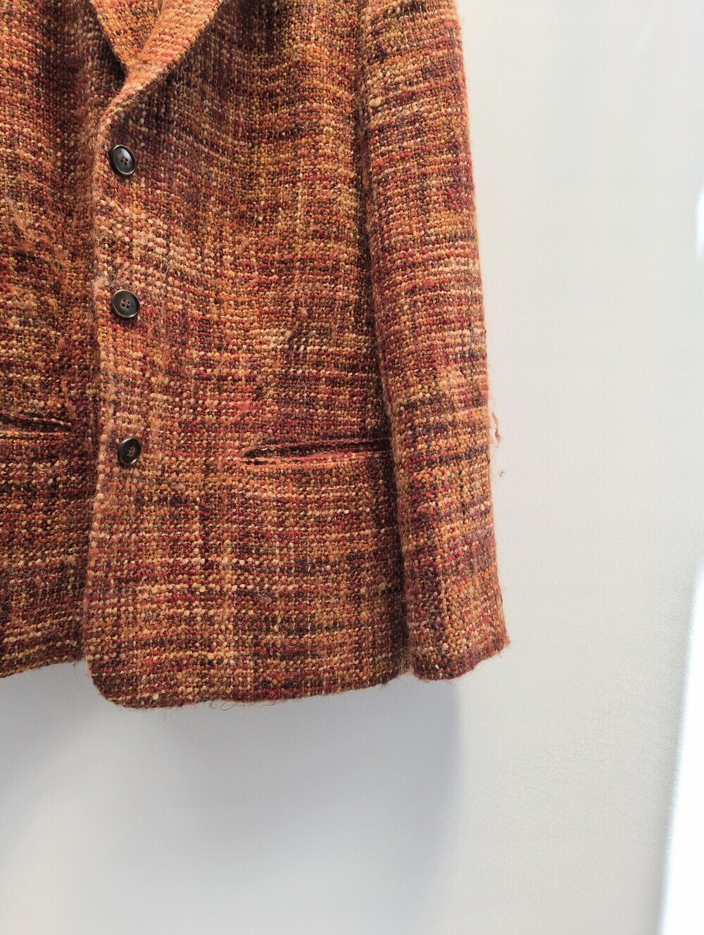 Vintage Jones New York Tweed Blazer Size 14 Wool Blend Jacket Burnt Orange Prep - Picture 4 of 16
